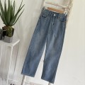 High-waisted straight-leg jeans